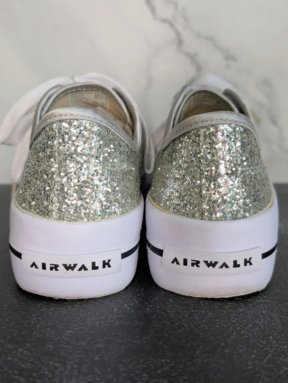 Airwalk Silver Glitter Low-Top Sneakers for Women